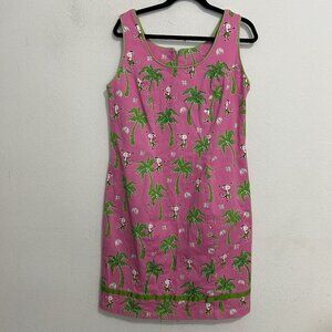 Vintage Vanity Collection Pink Monkey Novelty Print Sleeveless Dress‎ Size L